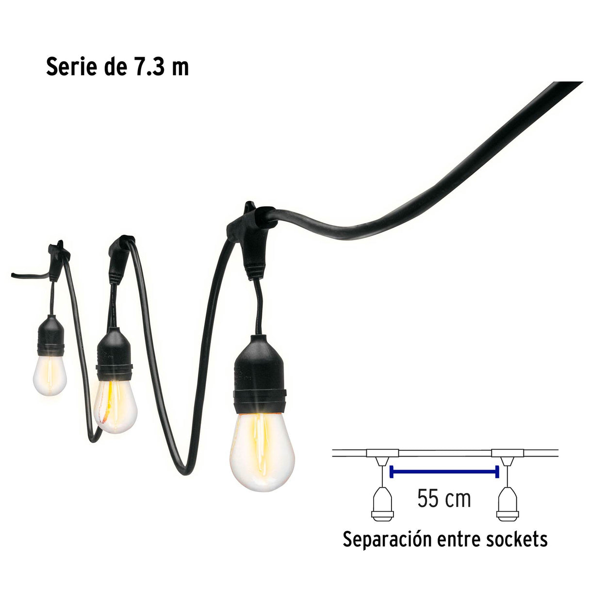 Serie de 7.3 m con 12 Luces de LED para Exterior, Volteck