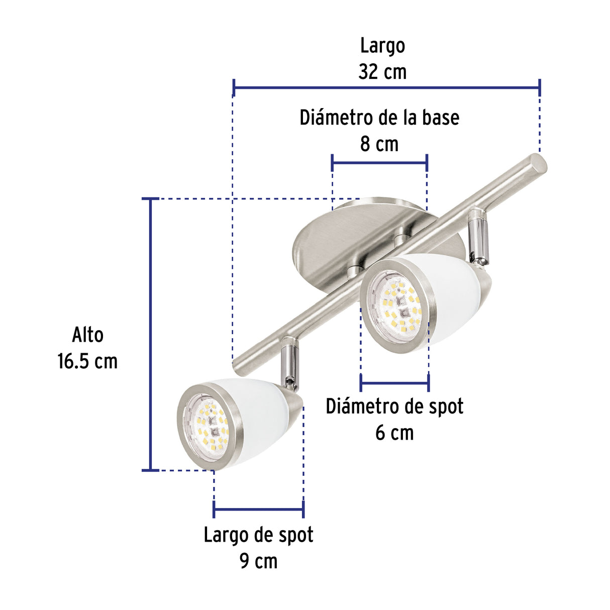 Luminario de Sobreponer 2 Spots Base GU10, Verona, Volteck