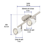 Luminario de Sobreponer 2 Spots Base GU10, Verona, Volteck