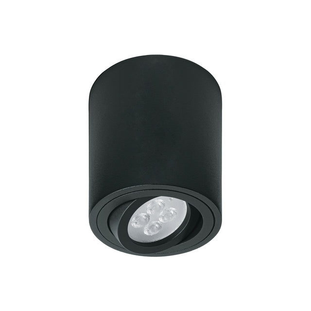 Luminario de sobreponer con spot dirigible, redondo, negro