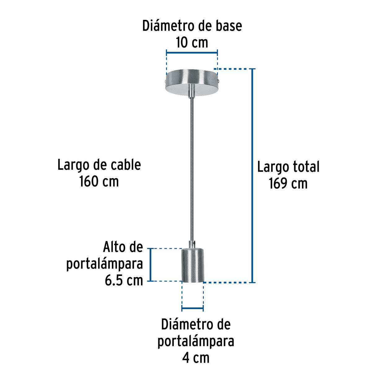 Socket Colgante Metálico, Satín, Volteck