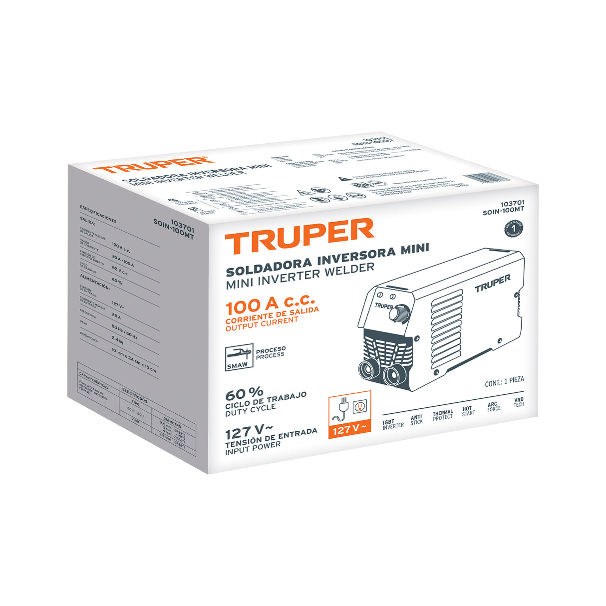 Mini Soldadora Inversora 100 a, 127 V, Truper