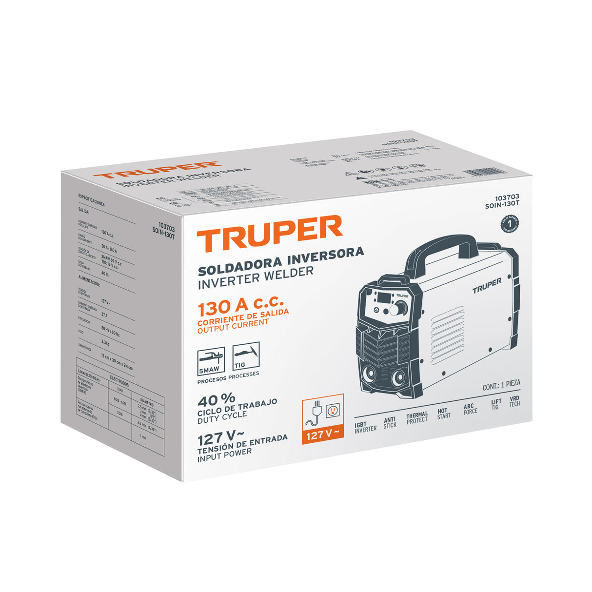 Soldadora Inversora 130 a, 127 V, Truper