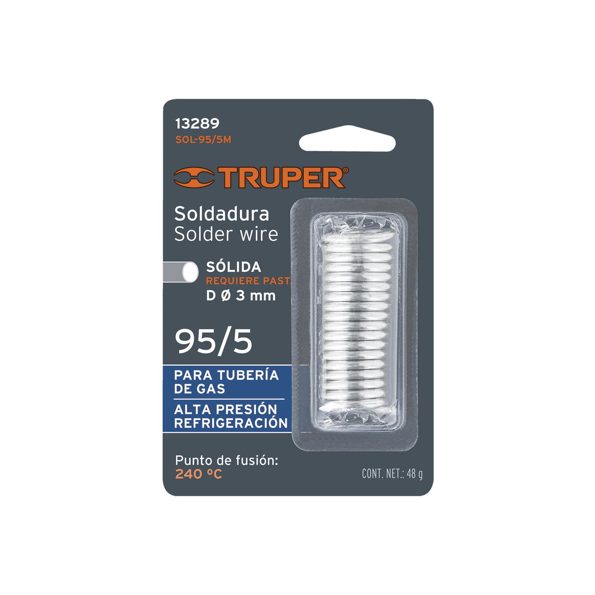 Soldadura 95/5 para Tubería de Gas, 48 g, Truper Soldaklin