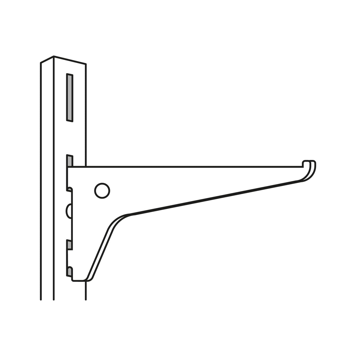 Ménsula Plana Blanca para Cremallera Sencilla, 30 cm, Fiero