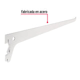 Ménsula Plana Blanca para Cremallera Sencilla, 30 cm, Fiero