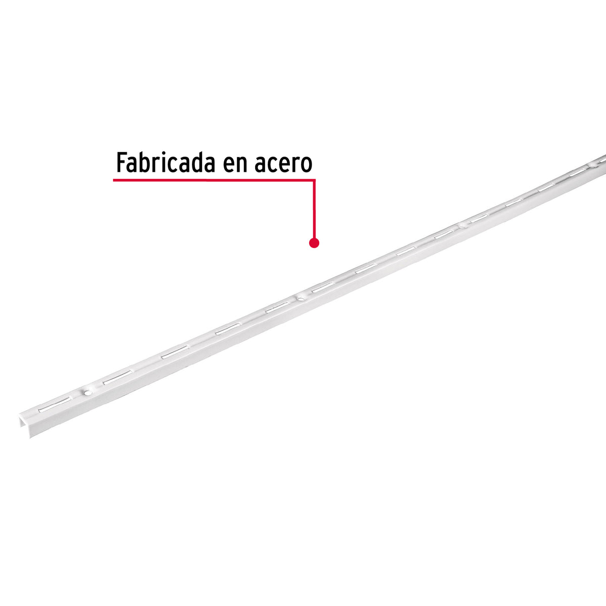 Cremallera Sencilla Blanca para Ménsulas Planas, 2M, Fiero