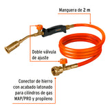 Soplete de Acero, con Manguera de 2 m, Rosca 1/2', Truper