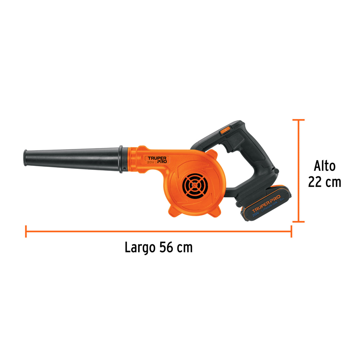 Sopladora para Taller, 20 V, 1 Batería 2 Ah, Truper Pro