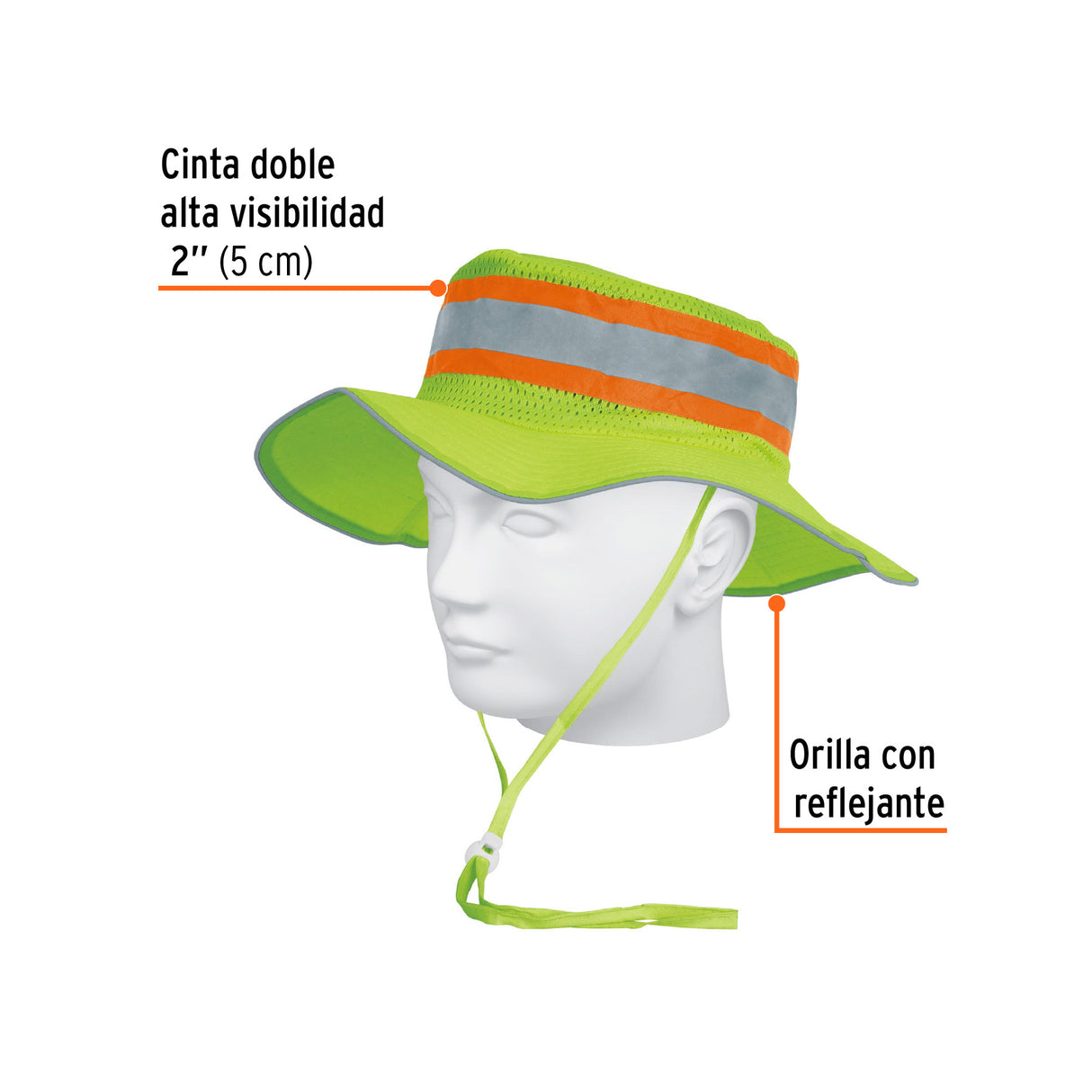 Sombrero Verde Alta Visibilidad con Reflejante, Truper