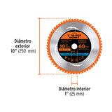 Disco Sierra 10' para Madera, 60 Dientes Centro 1', Expert