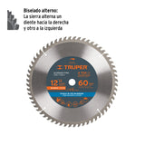 Disco Sierra 12' para Madera, 60 Dientes Centro 1', Truper