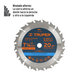 Disco Sierra 7- 1/4' para Madera, 20 Dientes Centro 5/8'