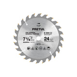 Disco Sierra 7-1/4' para Madera, 24 Dientes Centro 5/8', Pretul