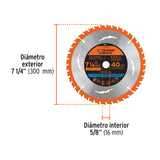 Disco Sierra 7-1/4' para Madera, 24 Dientes Centro 5/8', Expert