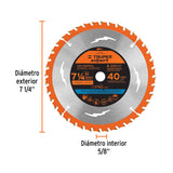 Disco Sierra 7-1/4' para Madera, 40 Dientes Centro 5/8', Expert
