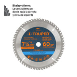 Disco Sierra 7- 1/4' para Madera, 60 Dientes Centro 5/8'