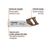 Serrucho de Costilla 14' Diamante, 12 Dpp, Truper
