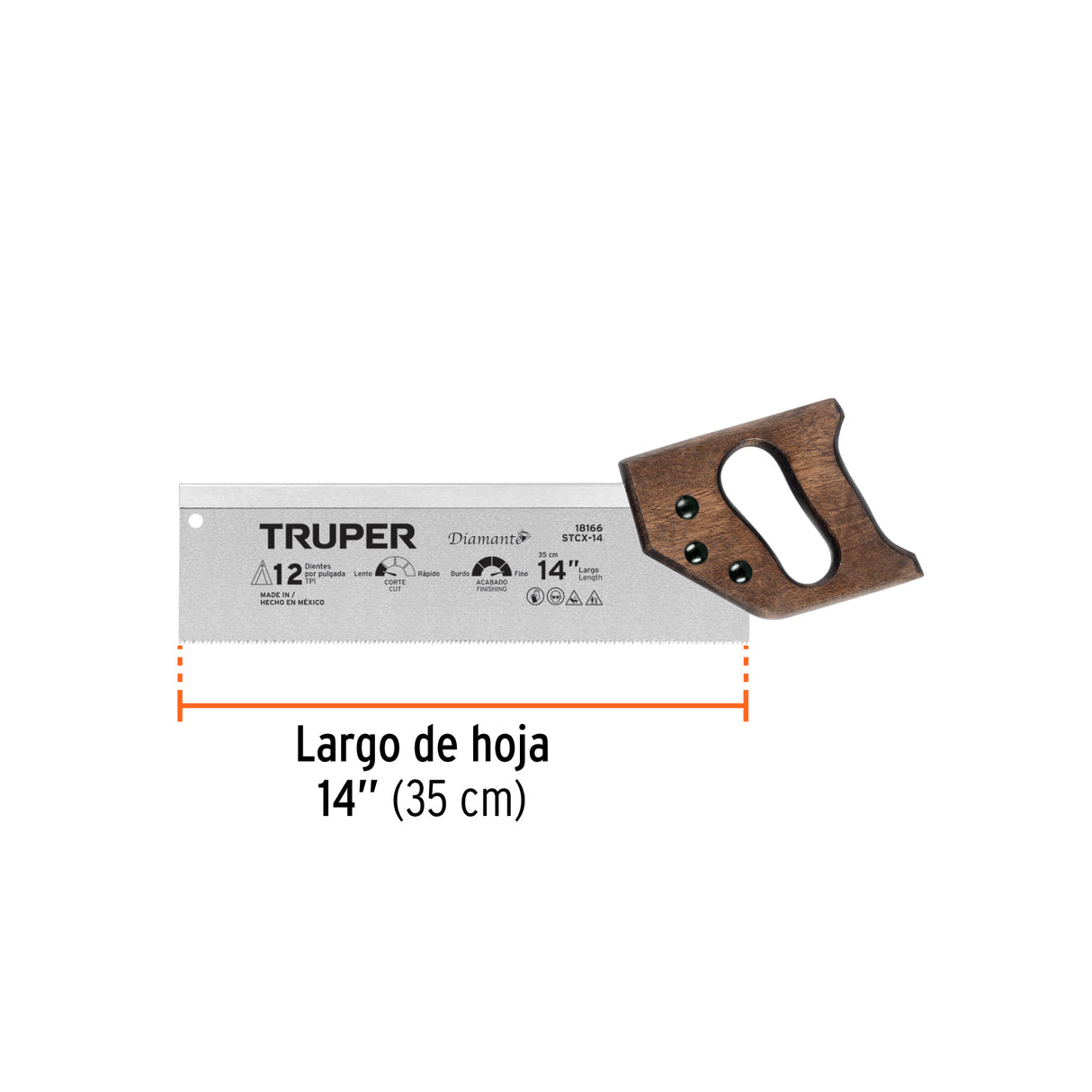 Serrucho de Costilla 14' Diamante, 12 Dpp, Truper