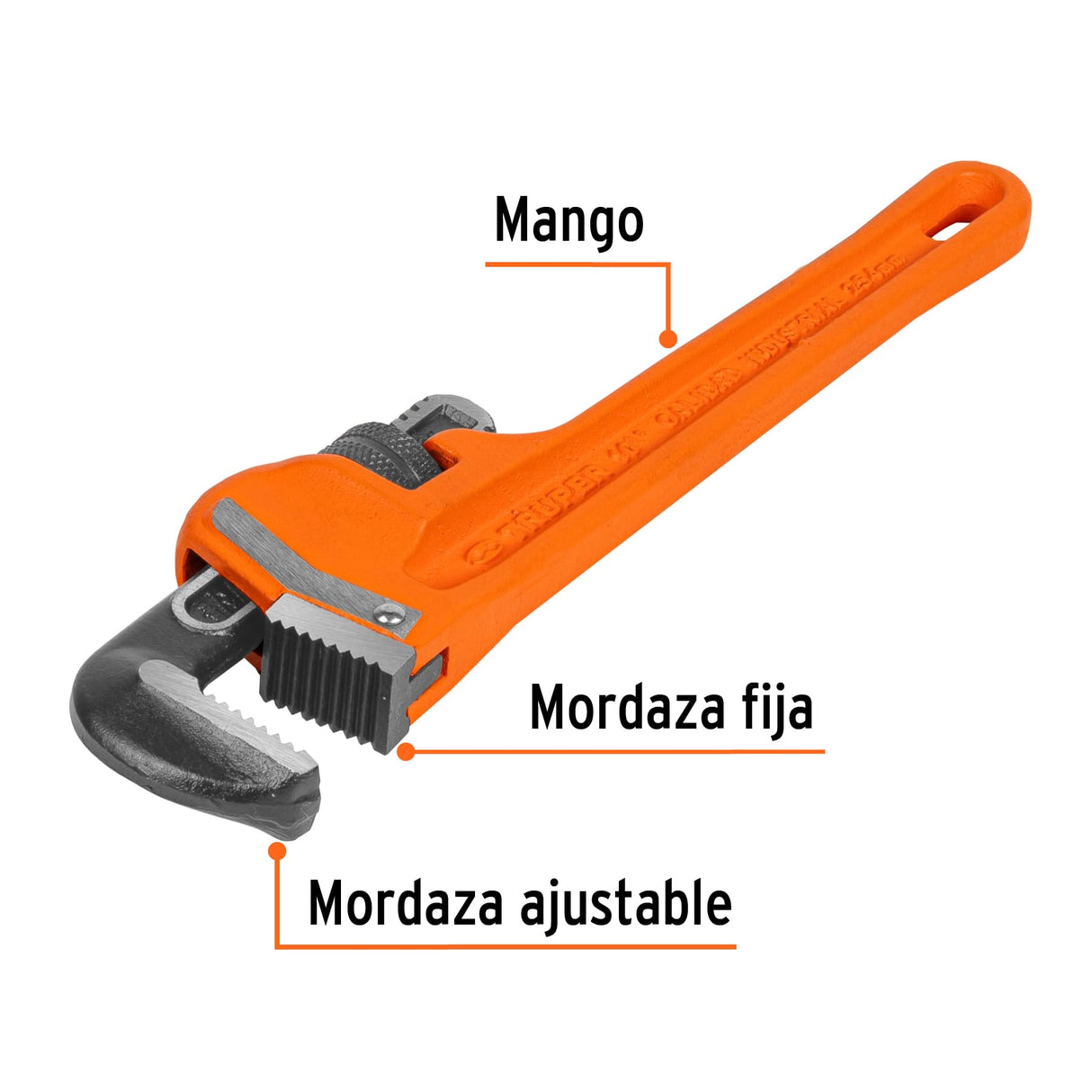 Llave Stilson 10' Cuerpo Robusto de Hierro Dúctil, Truper