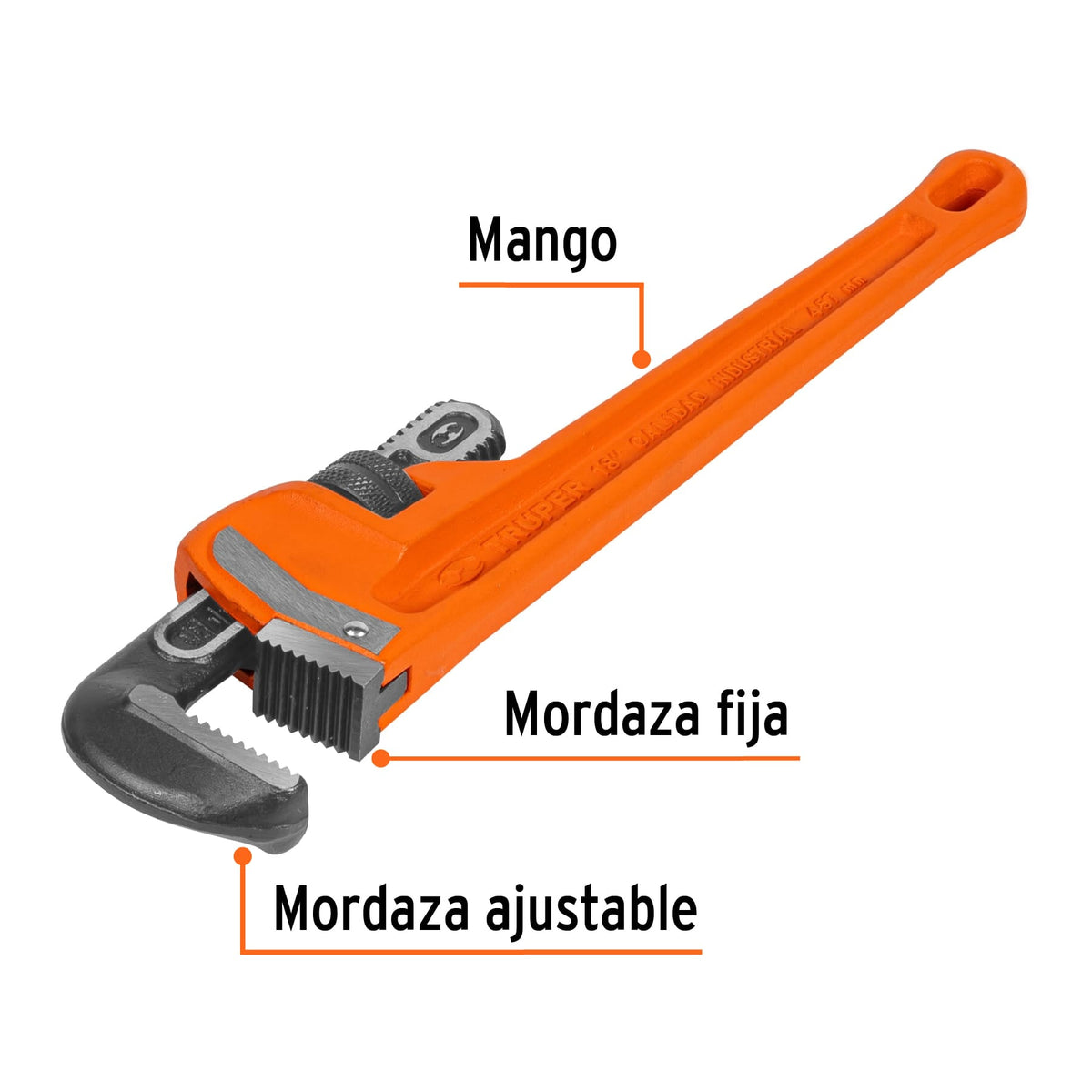 Llave Stilson 18' Cuerpo Robusto de Hierro Dúctil, Truper