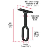 Soporte Negro para Tubo Ovalado de Closet, Hermex