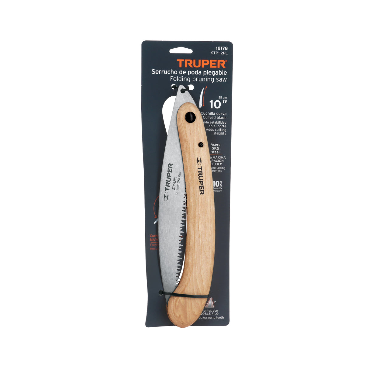 Serrucho Plegable 10' Hoja Curva 6 Dpp, Mango Madera, Truper