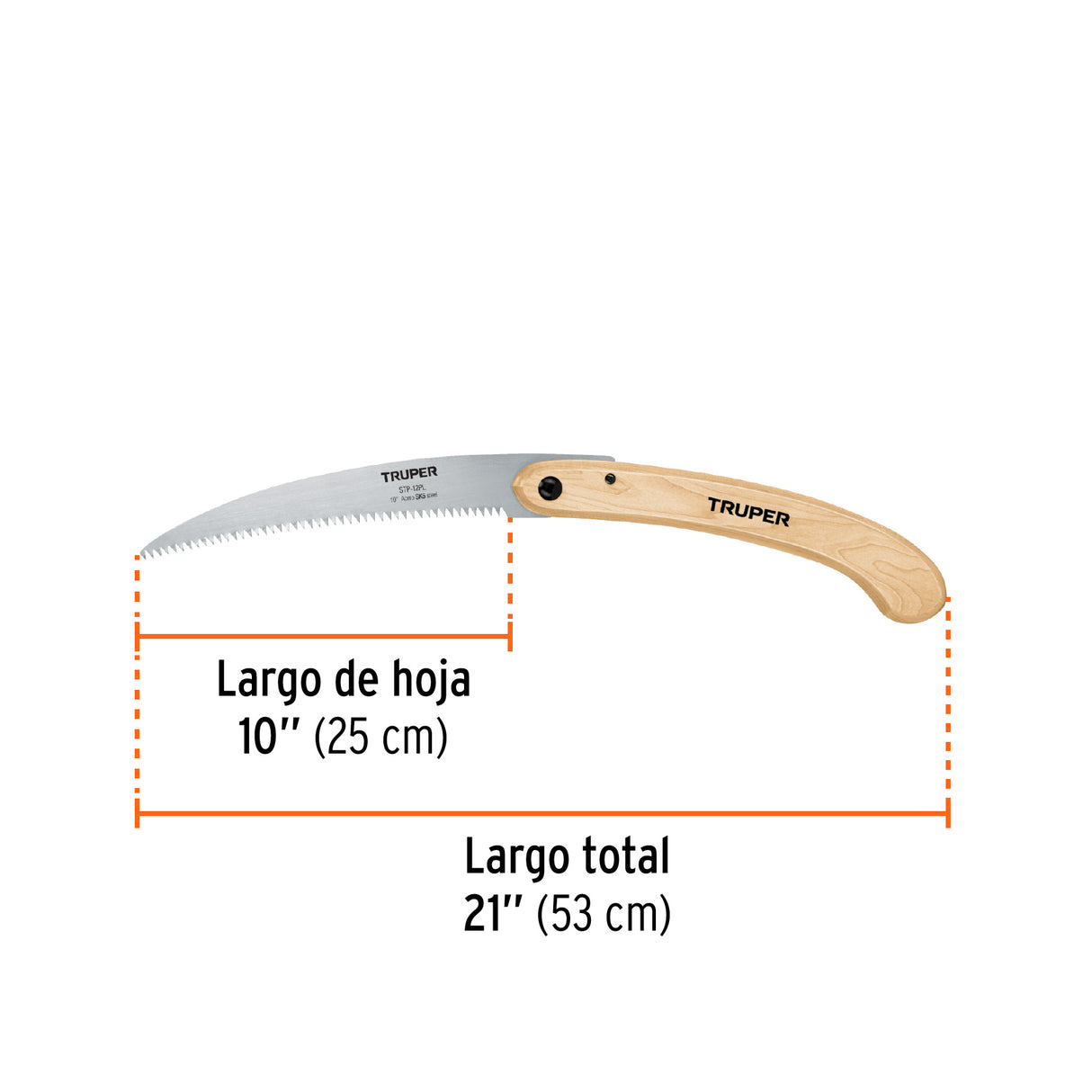Serrucho Plegable 10' Hoja Curva 6 Dpp, Mango Madera, Truper