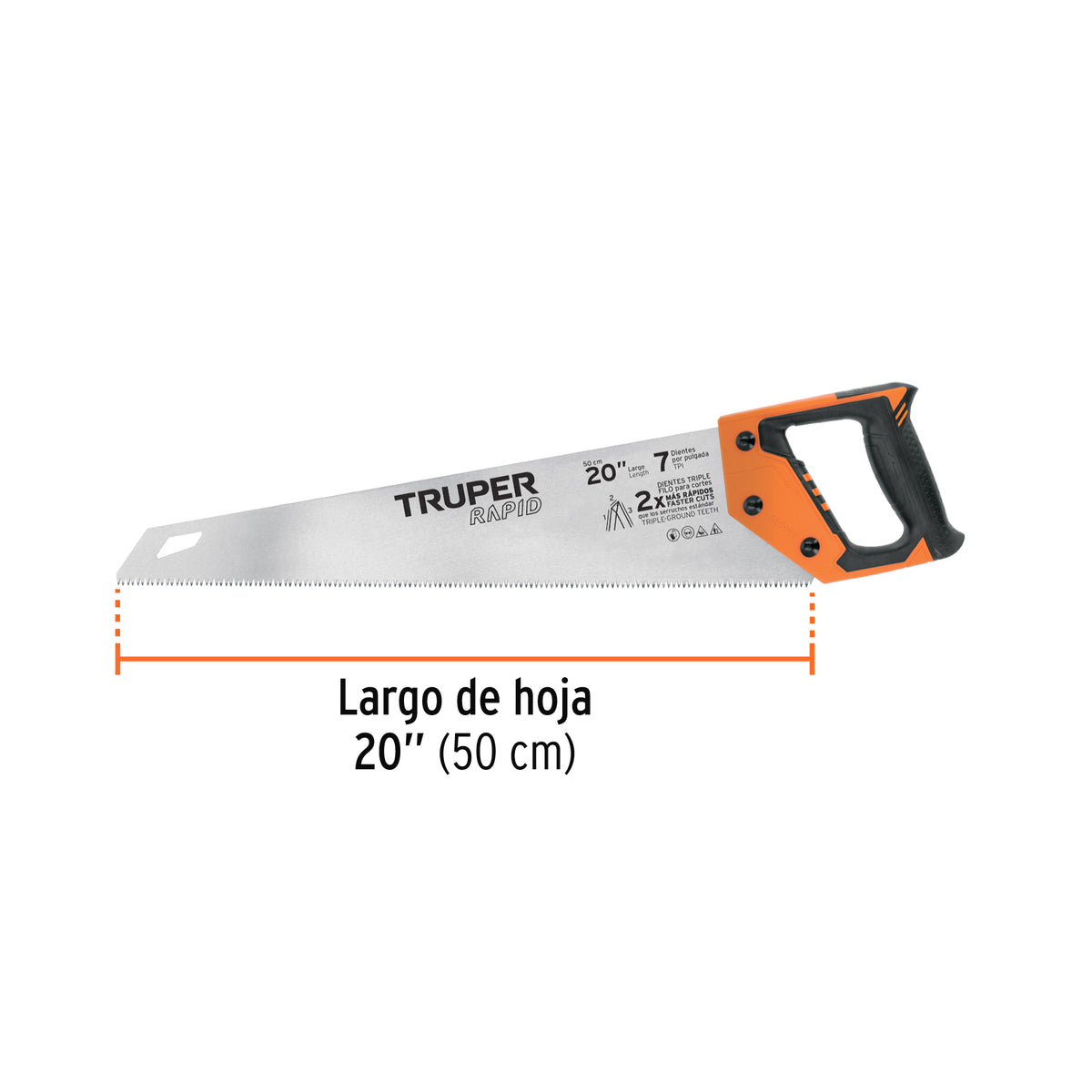 Serrucho Rapid 20', 7 Dpp, Mango Comfort Grip, Truper