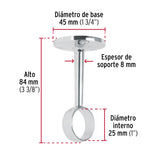 Soporte Central para Tubo Redondo de Clóset, Hermex