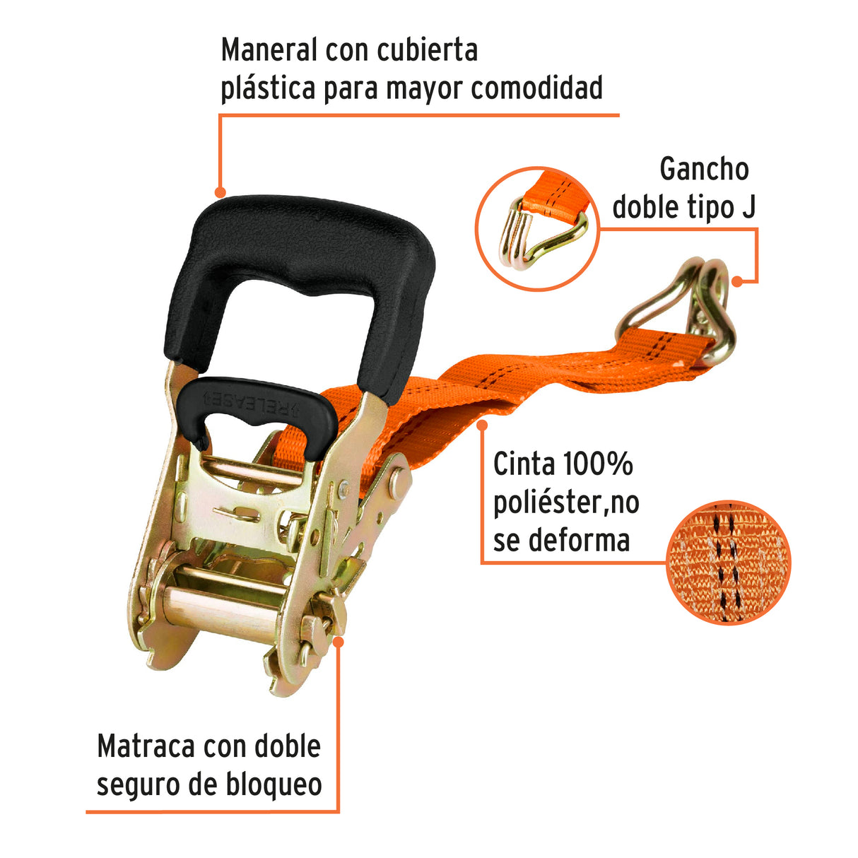 Sujetador con Matraca Carga Máxima 2250 kg, Truper