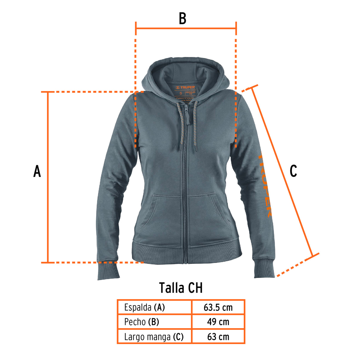 Sudadera Gris para Dama, Talla Ch, Truper