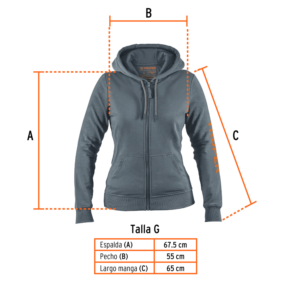 Sudadera Gris para Dama, Talla g, Truper