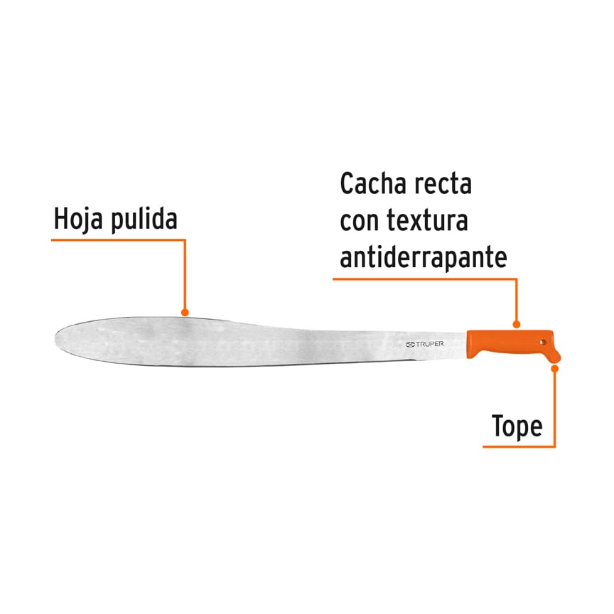 Machete Caguayano 24' Cacha Naranja Inyectada, Truper