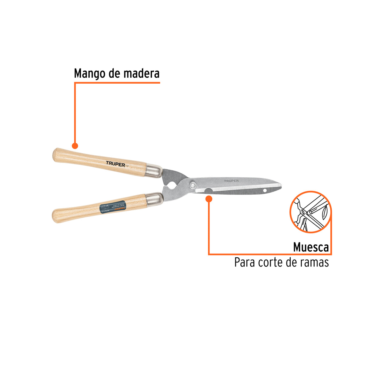 Tijera para Poda 53 cm, Ligera, Mangos de Madera, Truper