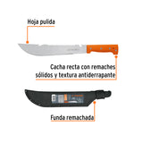 Machete Rambo 12', Cacha Remachada Naranja, con Funda, Truper
