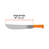 Machete Estándar 14' Cacha Naranja Remachada, Truper
