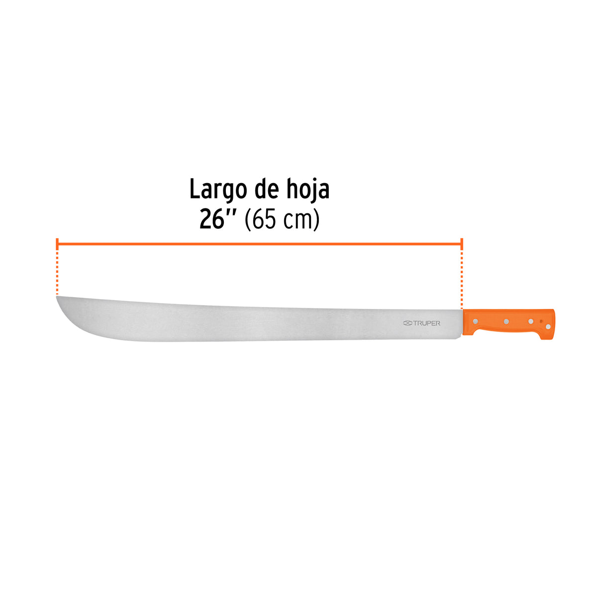 Machete Estándar 26' Cacha Naranja Remachada, Truper