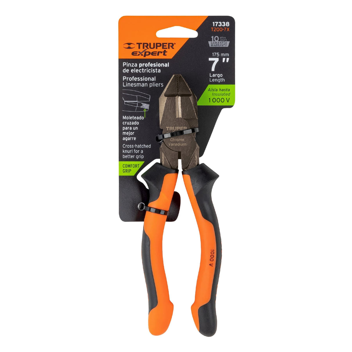 Pinza Electricista 7' Uso Rudo, Alta Palanca, Comfort Grip