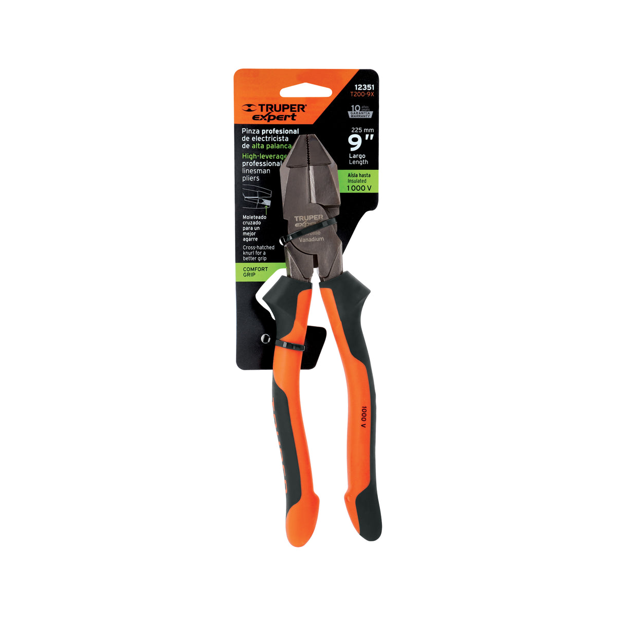 Pinza Electricista 9' Uso Rudo, Alta Palanca, Comfort Grip
