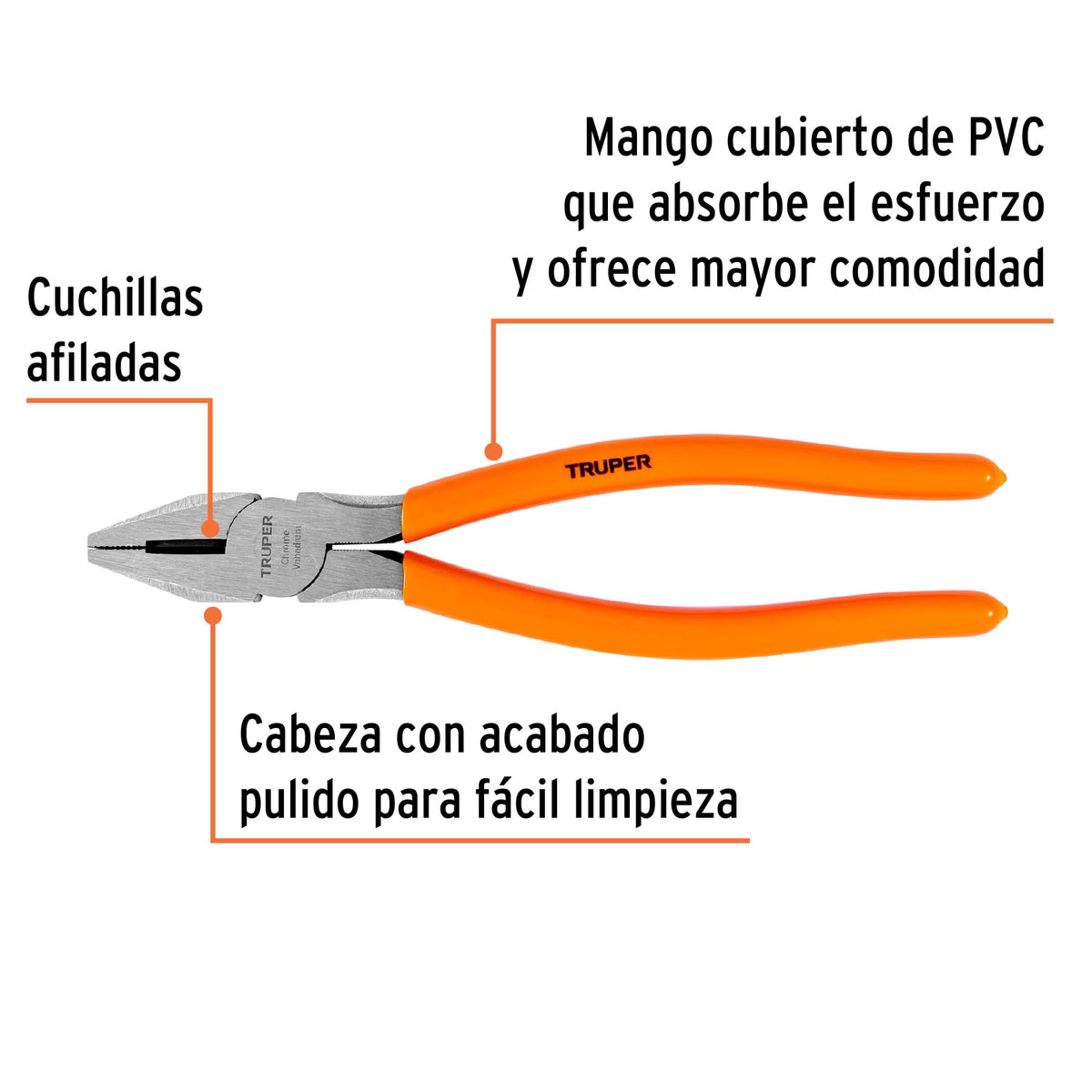 Pinza para Electricista 9' Mango de PVC, Truper