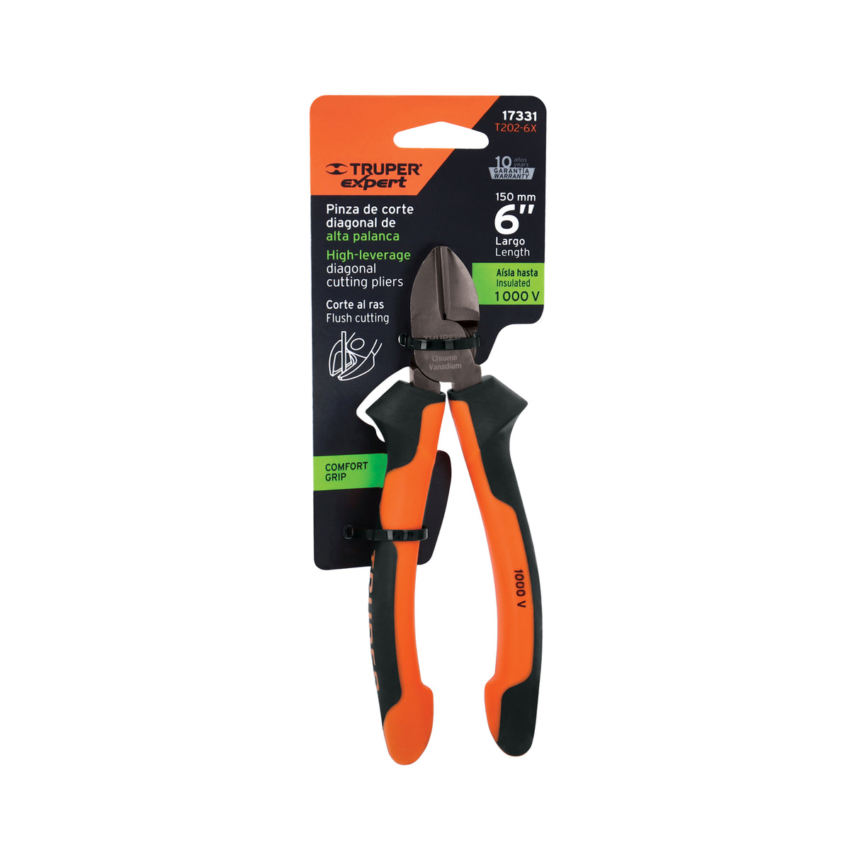 Pinza Corte Diagonal 6' Alta Palanca, Comfort Grip, Expert
