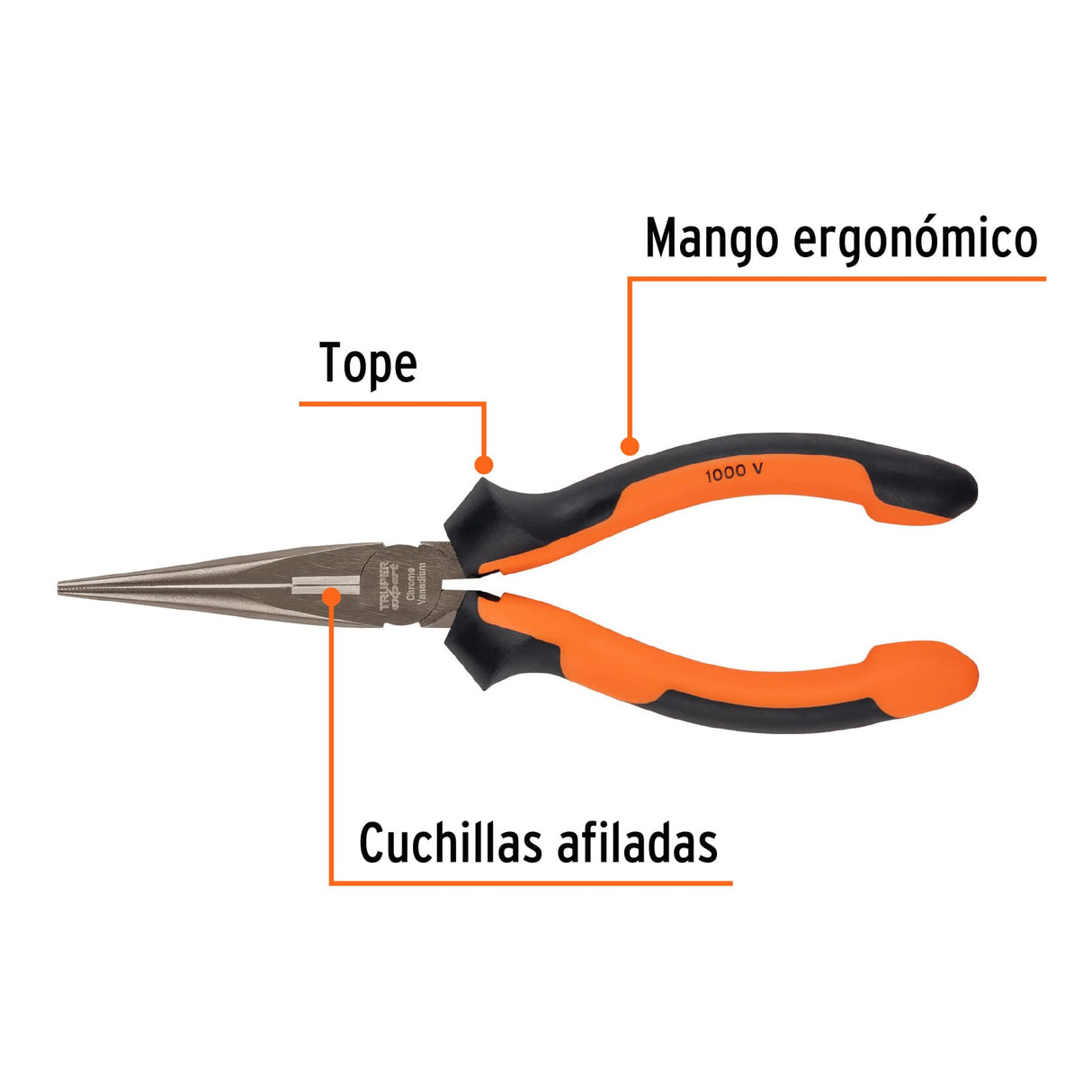 Pinza Punta y Corte 7' Mango Comfort Grip, Truper Expert
