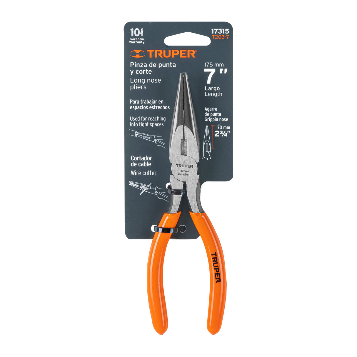 Pinza de Punta y Corte 7' Mango de PVC, Truper