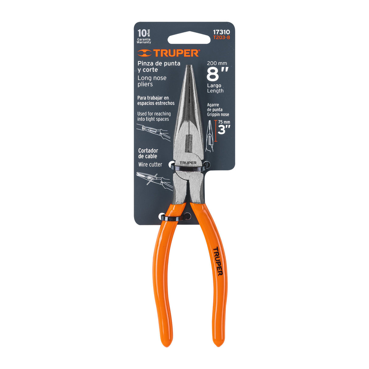 Pinza de Punta y Corte 8' Mango de PVC, Truper