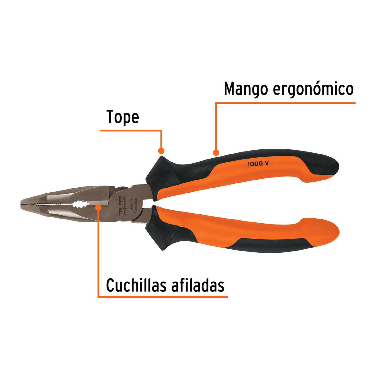 Pinza Punta Curva 6' Mango Comfort Grip, Truper Expert