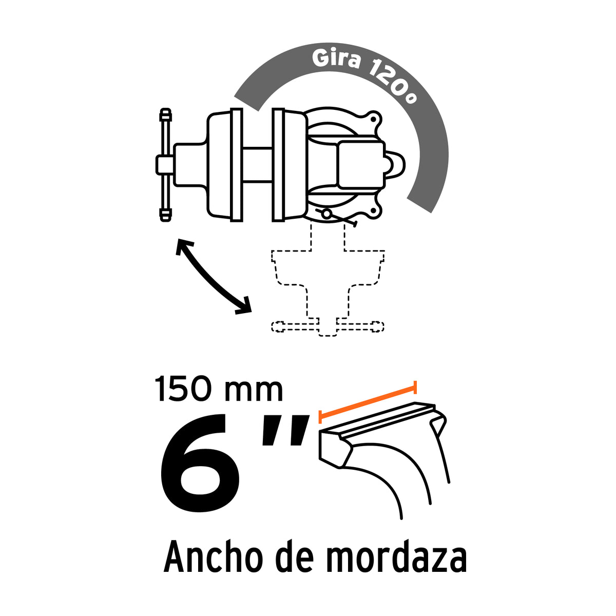 Tornillo de Banco 6' Tipo Europeo de Hierro Nodular, Truper