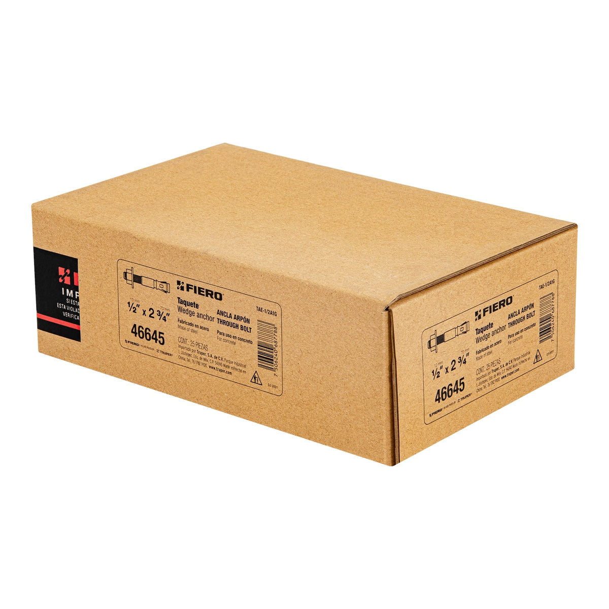 Caja con 25 Taquetes Arpón de 1/2' X 2-3/4', Fiero