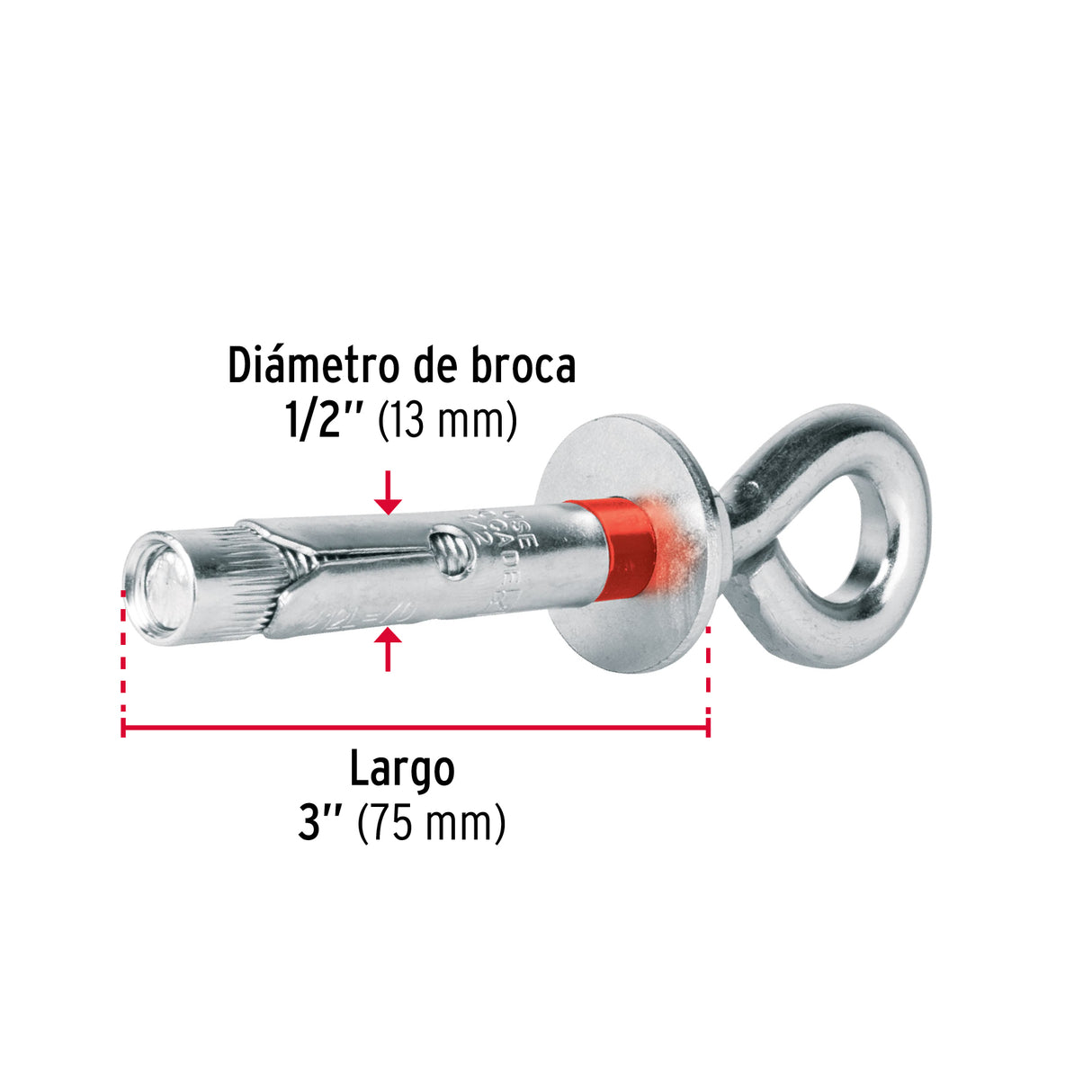 Caja con 25 Taquetes Expansivos 12X75 mm con Armella Cerrada