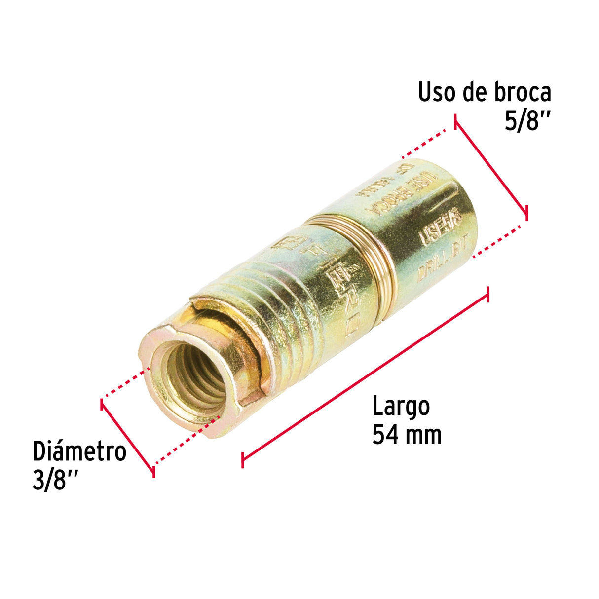 Bolsa con 4 Taquetes Expansivos de 3/8' sin Tornillo, Fiero